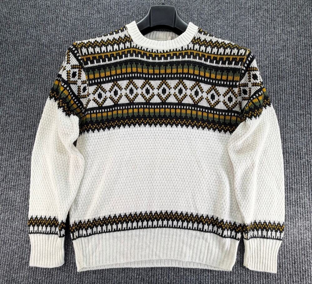 Vintage Robert Bruce Sweater Mens Large Fair Isle Crewneck Ivory USA